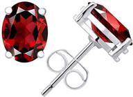 💍 statement orchid jewelry: red garnet earrings, 925 sterling silver studs for women – hypoallergenic, january birthstone, oval 0.90 ct., unique and cute jewellery sets with gift-worthy appeal logo