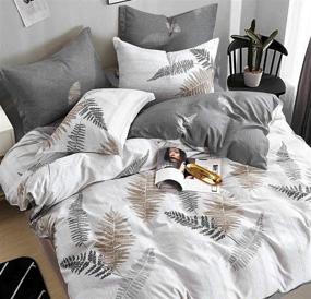img 4 attached to 🌿 SLEEPBELLA King Size White & Grey Leaf Duvet Cover Set: Reversible Botanical Comfort in 100% Cotton, 3-Piece