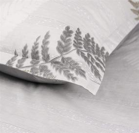 img 2 attached to 🌿 Комплект постельного белья SLEEPBELLA King Size белого и серого цвета с листьями: обратимый ботанический комфорт из 100% хлопка, 3 предмета.