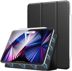 img 4 attached to MoKo Case for iPad Pro 11 inch 2021 (3rd Gen), Magnetic Smart Folio 📱 Case with Apple Pencil 2 Charging Support, Slim and Lightweight Shell Stand, Auto Wake/Sleep, Black