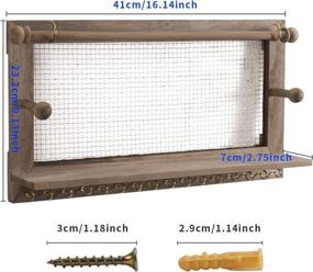 img 3 attached to Hanging Jewelry Organizer with Earring Holder, Rustic Mesh Wall Mounted Jewelry Organizer, Wooden Earring Organizer Including Bracelet Rod and 16 Hooks - Perfect Gift for Women