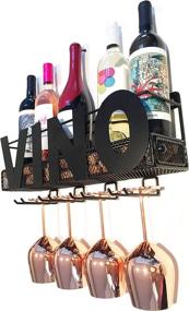 img 3 attached to 🍷 Cellar Door Selections VINO Metal Wall Mount Wine Rack: Stylish Storage for 5 Bottles & 4 Glasses - A Perfect Home Decor Gift for Wine Lovers!