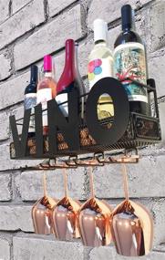 img 2 attached to 🍷 Cellar Door Selections VINO Metal Wall Mount Wine Rack: Stylish Storage for 5 Bottles & 4 Glasses - A Perfect Home Decor Gift for Wine Lovers!