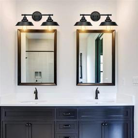 img 3 attached to 🛀 Rustic Vintage Mid Century Wall Sconces in Black – Farmhouse Bathroom Vanity Light Fixtures | 2 Lights | Ideal for Bathroom Mirror Cabinet