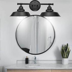 img 4 attached to 🛀 Rustic Vintage Mid Century Wall Sconces in Black – Farmhouse Bathroom Vanity Light Fixtures | 2 Lights | Ideal for Bathroom Mirror Cabinet