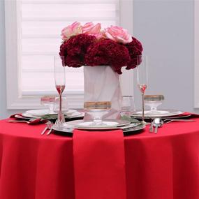 img 2 attached to 🔴 Red Tablecloth - 90-inch Round Washable Polyester Table Cover for Circular Tables - Ideal for Buffet Table, Parties, Holiday Dinner & More