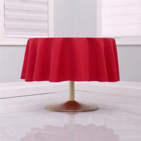 img 3 attached to 🔴 Red Tablecloth - 90-inch Round Washable Polyester Table Cover for Circular Tables - Ideal for Buffet Table, Parties, Holiday Dinner & More