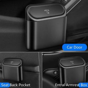 img 1 attached to 🚗 Convenient Car Trash Can Bin with Lid - 2 Packs of Universal Mini Leakproof Garbage Can Bin with 40pcs Trash Bags - Perfect Front and Back Seat Organizer for Auto, Office, Bedroom, Home - Black