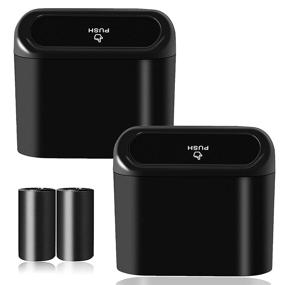 img 4 attached to 🚗 Convenient Car Trash Can Bin with Lid - 2 Packs of Universal Mini Leakproof Garbage Can Bin with 40pcs Trash Bags - Perfect Front and Back Seat Organizer for Auto, Office, Bedroom, Home - Black