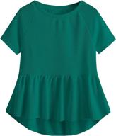 shein ladies' charming short sleeve ruffle high low hem smock peplum blouse top логотип