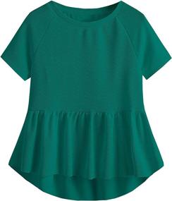 img 4 attached to SheIn Ladies' Charming Short Sleeve Ruffle High Low Hem Smock Peplum Blouse Top