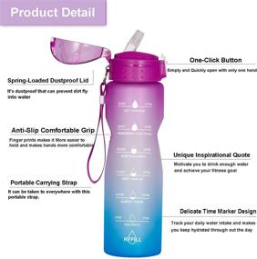 img 3 attached to NOOFORMER Motivational Water Bottle - 24oz/32oz with Time Marker & Straw | BPA Free, Leakproof Water Tracker Bottle for Fitness, Sports, Outdoors, and Office