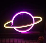 🪐 qiaofei pink-yellow led planet neon signs: decorative wall lights for party supplies & room art decoration логотип