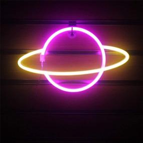 img 2 attached to 🪐 QiaoFei Pink-Yellow LED Planet Neon Signs: Decorative Wall Lights for Party Supplies & Room Art Decoration