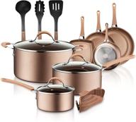 nutrichef 14-piece nonstick cookware set with heat resistant lacquer – ptfe/pfoa/pfos-free 🍳 – includes saucepan, frying pans, dutch oven pot, lids, utensil – nccw14s (agold) logo