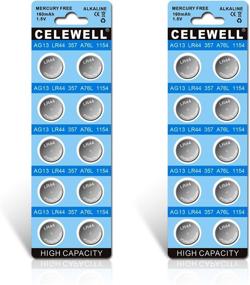 img 4 attached to 🔋 【Long-lasting 5-Year Warranty】 CELEWELL LR44 AG13 357 A76 1.5V Button Cell Battery (20-Pack)