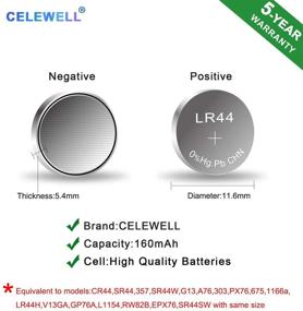 img 3 attached to 🔋 【Long-lasting 5-Year Warranty】 CELEWELL LR44 AG13 357 A76 1.5V Button Cell Battery (20-Pack)