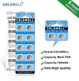 img 2 attached to 🔋 【Long-lasting 5-Year Warranty】 CELEWELL LR44 AG13 357 A76 1.5V Button Cell Battery (20-Pack)
