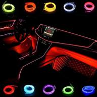 🚗 abaldi interior car lights 5m/16ft cold el wires car decorative atmosphere neon light kit with cigarette - bright trim tube circle up to 360 degrees, red logo