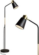 floor lamp for living rooms & bedrooms - industrial style rustic farmhouse reading lamp - 🏠 standing, adjustable metal heads - indoor task lighting for living room, bedroom, office - home décor (black) логотип