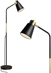 img 4 attached to Floor Lamp for Living Rooms & Bedrooms - Industrial Style Rustic Farmhouse Reading Lamp - 🏠 Standing, Adjustable Metal Heads - Indoor Task Lighting for Living Room, Bedroom, Office - Home Décor (Black)