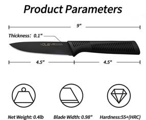 img 1 attached to Набор из 6 ножей для стейка YOLEYA 4,5" - высокоуглеродистая немецкая нержавеющая сталь, черные зубчатые ножи для стейка для кухонных ужинов - ржавчины устойчивый, острый кухонный прибор.