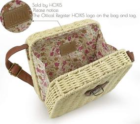 img 1 attached to 👜 Hoxis Retro Straw Portable Small Box Woven Crossbody Bag - Women's Shoulder Messenger Satchel