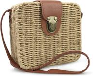 👜 hoxis retro straw portable small box woven crossbody bag - women's shoulder messenger satchel logo