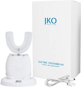img 4 attached to 🦷 JKO Ultrasonic Toothbrush – Premium Electric Toothbrush for Adults with 360° Mouth Cleansing, LED Light, Wireless Charging, IPX7 Waterproof, and U-Shaped Brush Head – Ideal for Home & Travel (White)