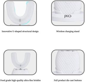img 2 attached to 🦷 JKO Ultrasonic Toothbrush – Premium Electric Toothbrush for Adults with 360° Mouth Cleansing, LED Light, Wireless Charging, IPX7 Waterproof, and U-Shaped Brush Head – Ideal for Home & Travel (White)