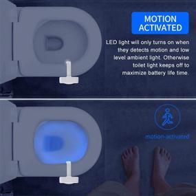 img 2 attached to 🚽 POWMEE Toilet Night Light: 16-Color Motion Sensor LED with 5-Stage Dimmer, Perfect for Bathroom Illumination