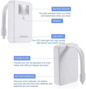 img 1 attached to 🚽 POWMEE Toilet Night Light: 16-Color Motion Sensor LED with 5-Stage Dimmer, Perfect for Bathroom Illumination