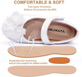 img 2 attached to 👑 ADAMUMU Princess Mary Jane Girls Dress Shoes: Stylish Slip-On Ballet Flats with Bowknot Flower and Elastic Band for Parties, Weddings & Dress Up Costumes