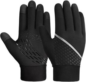 img 4 attached to Winter Warm Running Gloves for Kids: Thermal Mittens for Cold Weather, Skiing, and Biking, Black, Ages 4-12 (Boys and Girls)