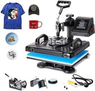 12x15 combo 5-in-1 vinyl heat press machine - swing away, 360 degree rotation, digital industrial sublimation for t-shirt, hat, mug, and plate transfers logo