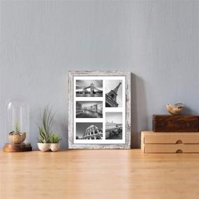 img 1 attached to 🖼️ Q.Hou 11x14 Wood Patten Distressed White Picture Frames - Set of 2 with Mats, Display Multiple Photos - Wall Mount