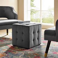 🛋️ modway contour tufted button cube performance velvet ottoman, gray – exceptional quality and style in a 15.5”l x 15.5”h footrest logo