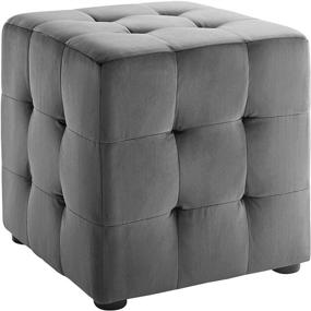 img 3 attached to 🛋️ Modway Contour Tufted Button Cube Performance Velvet Ottoman, Gray – Exceptional Quality and Style in a 15.5”L x 15.5”H Footrest