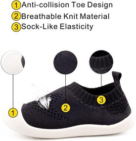 img 3 attached to 👶 Premium Baby First-Walking Shoes: 1-4 Years Unisex Soft Sole Trainers for Toddlers - Non Slip, Breathable, Lightweight Slip-on Sneakers