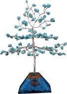 🌳 yathabi turquoise silver wire gemstone tree with orgone pyramid base - feng shui bonsai for positive energy attraction, crystal healing, chakra balancing &amp; home decor - size: 6-7 inches approx логотип