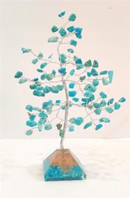 img 1 attached to 🌳 YATHABI Turquoise Silver Wire Gemstone Tree with Orgone Pyramid Base - Feng Shui Bonsai for Positive Energy Attraction, Crystal Healing, Chakra Balancing &amp; Home Decor - Size: 6-7 Inches Approx