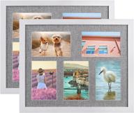 dlquarts 12x15 collage picture frames with linen mat, solid wood & hd glass photo frames set of 2 for wall 🖼️ hanging, display pictures 5 opening 4x6 with mat & 12x15 without mat, vintage white - enhance your photo display with dlquarts collage frames логотип