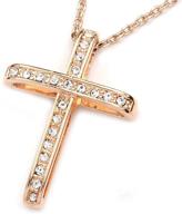 💎 stunning fc jory white & rose gold plated crystal rhinestone cross necklace logo