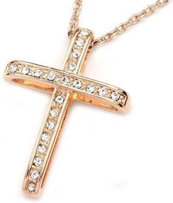 img 2 attached to 💎 Stunning FC Jory White & Rose Gold Plated Crystal Rhinestone Cross Necklace