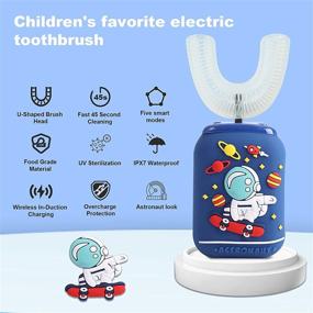 img 3 attached to 🦷 Autobrush Toothbrush for Kids with 2 Brush Heads | IPX7 Waterproof U-Shaped Toothbrush for Kids | 360 Ultrasonic Electric Toothbrush with 5 Modes