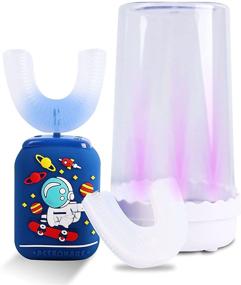 img 4 attached to 🦷 Autobrush Toothbrush for Kids with 2 Brush Heads | IPX7 Waterproof U-Shaped Toothbrush for Kids | 360 Ultrasonic Electric Toothbrush with 5 Modes