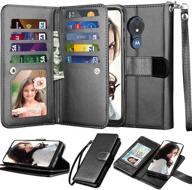 📱 black pu leather wallet case for moto g7 power, motorola g7 supra/xt1955/moto g7 optimo maxx xt1955dl - njjex phone cover with 9 card slots, id credit holder, detachable magnetic flip, and lanyard logo