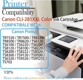 img 2 attached to 🖨️ Clorisun Compatible Color Ink Cartridges for Canon 281XXL CLI-281 XL CLI 281 TR7520 TR8520 TS9120 TS6120 TS6320 TS6220 TS8120 TS8220 TR8620 TS8320 TS8222 TR7500 TR8500 Printer (6-Pack)