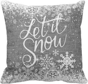 img 3 attached to 🎄 Let It Snow Christmas Throw Pillow Covers: Winter Xmas Season Blessing Gift for Home Sofa Decor - 18 x 18 Inch