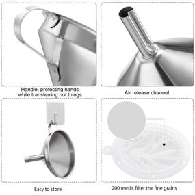 img 2 attached to 👩 Toncoo 5-Inch Premium Stainless Steel Funnel with 200 Mesh Food Filter Strainer, Food Grade Kitchen Funnels for Bottles Filling, Metal Funnel with Strainer, Food Funnel for Kitchen - Enhance SEO